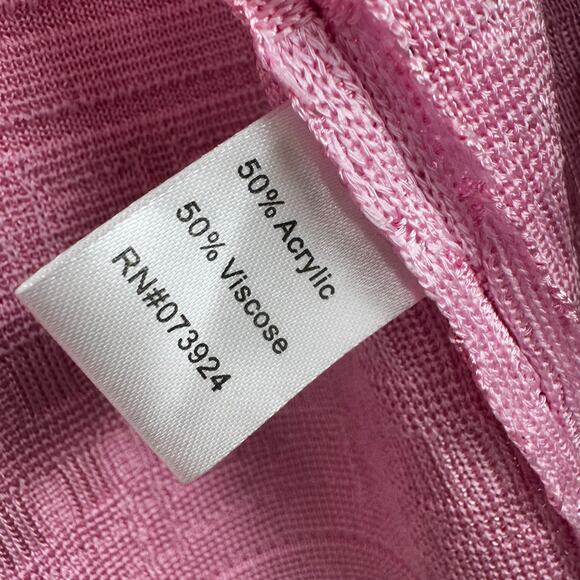 Ming Wang Knit Lightweight Pink Cardigan Blazer Size Medium Viscose Blend Career - Picture 4 of 9